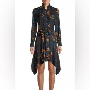 Tory Burch Pleated Cora Ruffle Bib Handkerchief Dress size 2